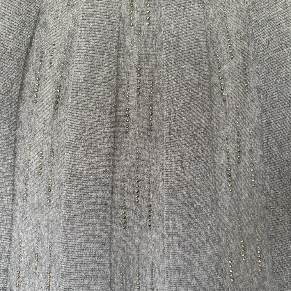 Joseph Ribkoff Gray Studded Knit Sweater Dress Med Fit & Flare Long Sleeve Party - Picture 2 of 10